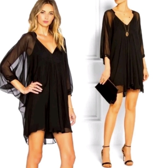 DVF SHEER SILK SMOCK DRESS - Picture 1 of 3